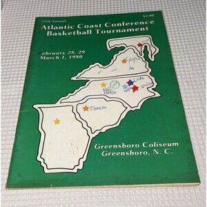 1980 ACC Basketball Tournament Program Guide NCAA Duke Blue Devils Mike Gminski